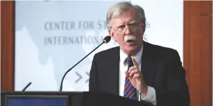  ?? (Jonathan Ernst/Reuters) ?? FORMER US national security advisor John Bolton: At a time when Facebook censors, blocks, or removes Gatestone’s material, we refuse to be silenced.