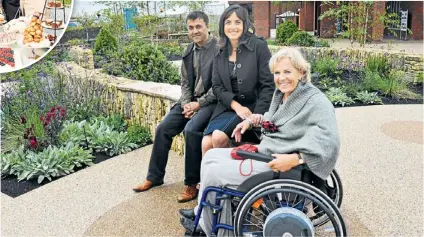  ??  ?? Hope grows: Mel Giedroyc, left, will be at Horatio’s Garden; Cleve West, its designer, Olivia Chapple and Annie Maw, above