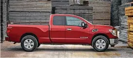  ?? Nissan photo ?? The 2017 Nissan Titan King Cab and Titan XD King Cab can transport up to six. The pickups come with a standard 5.6-liter V8 and a 6.5-ft. long cargo box.
