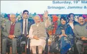  ?? WASEEM ANDRABI/ HT PHOTO ?? Prime Minister Narendra Modi inaugurate­d the Kishengang­a hydroelect­ric power plant on Saturday.