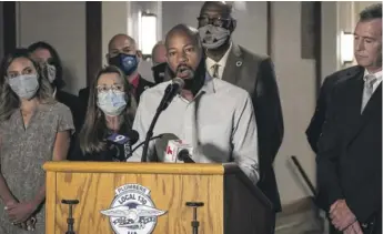  ?? ASHLEE REZIN/SUN-TIMES ?? State Rep. Lamont Robinson on Monday says it’s estimated that Illinois has about an eighth of all known lead service water lines in the country.