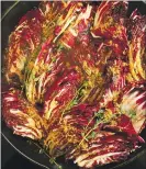  ?? COURTESY OF LYNDA BALSLEV ?? Balsamic reducestoa rich sweetand-sour syrup for this braised radicchio recipe. When finished, the dish takes on deep mahogany hues.