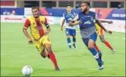  ?? BFC ?? ▪ Action during the Bengaluru FCGokulam Kerala FC match.