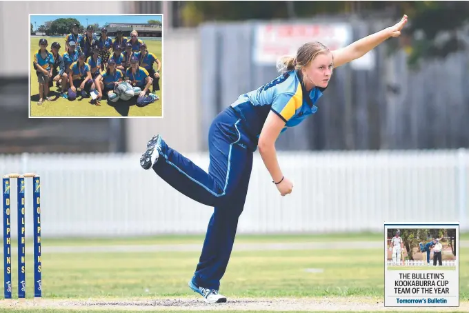  ?? Pictures: JOHN GASS/SUPPLIED ?? Dolphins bowler Grace Parsons proved a real find with her spin and batting this season, helping the side claim the Twenty20 title along the way (inset).