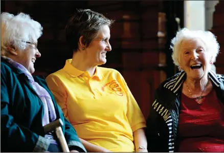  ??  ?? Jean Millington, 95, Claire Dick, manager at David Cargill Centre and Maimie Mimmo, 90, at the launch of Glasgow’s Golden Generation