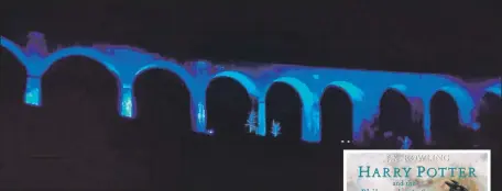  ?? Photograph: Pat Grieve. ?? Some of the viaduct’s arches lit up in the colours of the NHS on Thursday April 2.