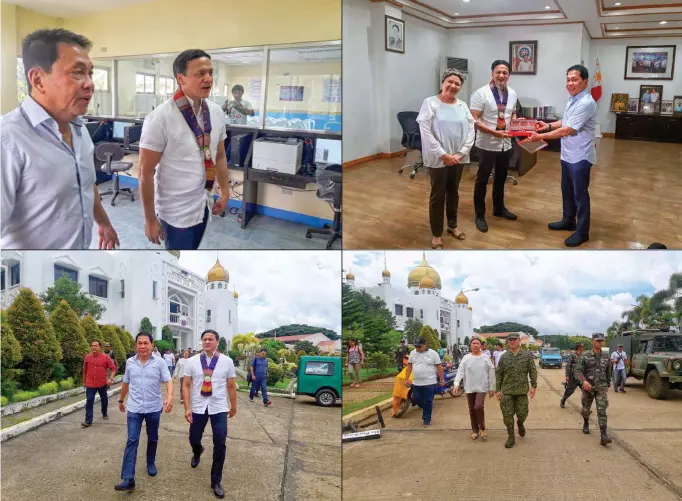  ??  ?? Justice Jose Midas Marquez is welcomed by acting Sulu Governor Nurunisah Tan and municipal mayors during his visit to the province. He was also met by former Sulu Governor Dr. Sakur “Datu Shabandar” Tan. (Photos by Ahl-franzie Salinas)