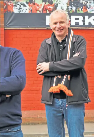  ??  ?? UNITED FRONT: Steering group members Ged Bell, Mike Evans and Martin Manzi are heartened by the positive impact of the Dundee United Supporters’ Foundation. Picture by Gareth Jennings.