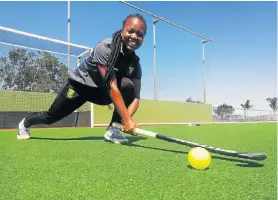  ?? Picture: TREMAINE VAN AARDT ?? IN HER ELEMENT: Woodridge College headgirl Edith Molikoe, 18, was recently named as the Hockey 24Seven indoor hockey under-20 female player of the year