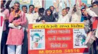  ??  ?? Dashrath Devda and his supporters at a recent demonstrat­ion in Ahmedabad, Gujarat.