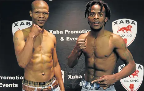  ?? Picture: SIBONGILE NGALWA ?? KNUCKLING DOWN: Thembelani Nxoshe, left, is confident that Nhlanhla Ngamntwini will not beat him again when they clash for the SA flyweight title at the Orient Theatre tomorrow