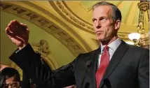  ?? MARK WILSON / GETTY ?? Sen. John Thune, R-S.D., has spoken out against the Affordable Care Act’s individual mandate. “We’re taking a failed policy that punishes people with taxes — low-income people,” he said.