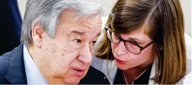  ?? Agence France-presse ?? ↑
Antonio Guterres (left) attends the opening of the UN Human Rights Council’s annual session in Geneva on Monday.