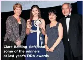  ??  ?? Clare Balding (left) and some of the winners at last year’s RDA awards