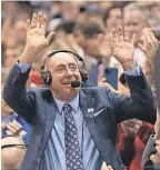  ?? EVERT NELSON/ THE CAPITAL- JOURNAL ?? Dick Vitale waves to the crowd at Kansas’ Allen Fieldhouse in December.