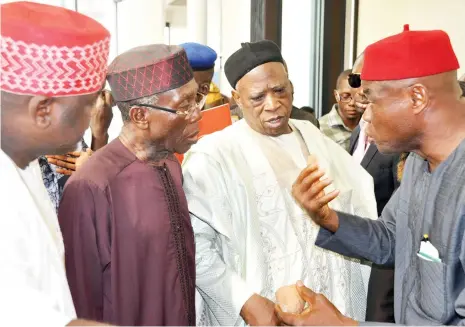  ?? Photo: Ikechukwu Ibe ?? From left: Commission­er of Agricultur­e and Natural Resources Kano State, Nasiru Yusuf Gawuna; Ministeria­l nominee, Chief Audu Ogbeh; Former governor of Nasarawa State, Senator Abdullahi Adamu; and National President Potato’ Farmers Associatio­n of...