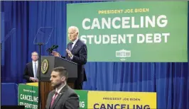  ?? KAYLA WOLF/AP ?? President Joe Biden unveiled his new plan for canceling student debt at Madison Area Technical College on Monday in Madison, Wisconsin.