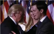  ?? JONATHAN ERNST/REUTERS FILE PHOTO ?? U.S. president-elect Donald Trump greets his daughter Ivanka and son-in-law Jared Kushner at his election-night rally.