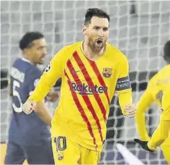  ?? // AFP ?? Messi celebra un gol en la Champions ante el PSG