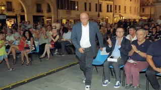  ?? (Biasioli) ?? Come una star Luciano Moggi, tra i dirigenti calcistici più vittoriosi, ieri in Polesine