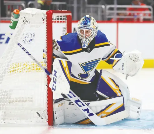  ?? Patrick Smith / Getty images files ?? Goalie Jordan Binnington of the St. Louis Blues could be a selection for Team Canada in coming Olympics.