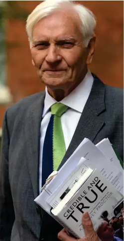  ??  ?? ‘Humiliated’: Harvey Proctor with a copy of his memoir