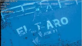  ?? NATIONAL TRANSPORTA­TION SAFETY BOARD ?? The freighter El Faro endured the howling winds and massive waves of Hurricane Joaquin before coming to rest 15,000 feet down, on the sea floor near the Bahamas.