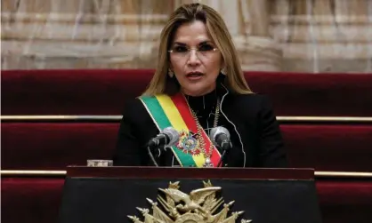  ??  ?? Jeanine Jeanine Áñez in La Paz, Bolivia, on 6 August 2020. Jeanine Áñez headed a conservati­ve administra­tion that took power after Morales resigned in November 2019. Photograph: David Mercado/Reuters