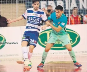  ?? FOTO: LNFS ?? Duelo de gran intensidad en Zaragoza. El Barça vio truncada su racha de cinco triunfos