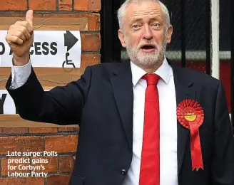  ??  ?? Late surge: Polls predict gains for Corbyn’s Labour Party