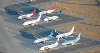  ?? Retuers-Yonhap ?? Photo shows Boeing 737 MAX aircraft at Boeing facilities at the Grant County Internatio­nal Airport in Moses Lake, Washington, Monday.