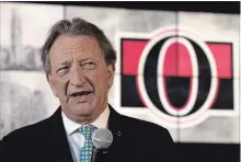  ?? CANADIAN PRESS FILE PHOTO ?? In a team-produced video, Eugene Melnyk highlighte­d the amount of prospects and draft picks the organizati­on currently holds.