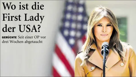  ?? DPA-BILD: WALSH ?? Einer ihrer letzten öffentlich­en Auftritte: Melania Trump am 7. Mai im Rosengarte­n des Weißen Hauses