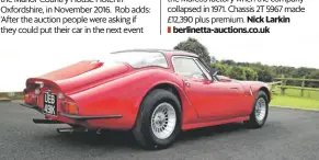  ??  ?? The last Marcos from the original company made £12,390 at a Berlinetta online auction.