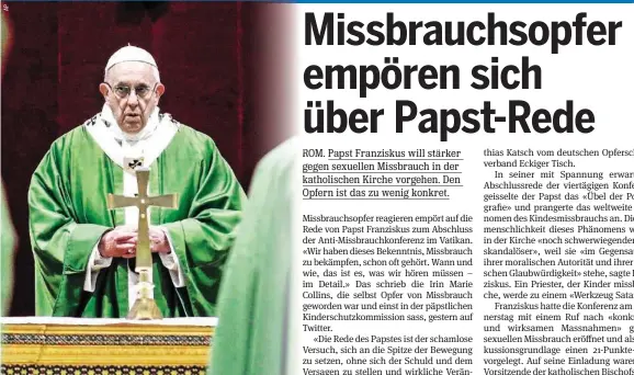  ??  ?? Franziskus: Ein Priester, der Kinder missbrauch­e, werde zum «Werkzeug Satans».