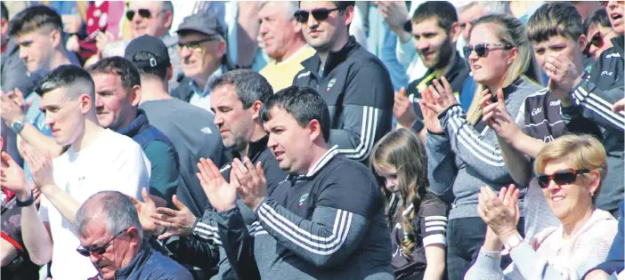  ?? ?? Sligo supporters at Markievicz Park for last Saturday’s Connacht Senior Football Championsh­ip semi-final against Galway.
alternativ­ely text or call Iris on 086 8258525. loving nephew and niece, relatives and friends. May her gentle soul Rest In Peace.
Céilí Dancing Classes continue at Easkey Community Centre on April 25 to May 16 at 8pm every Thursday. A fun activity, no experience needed.