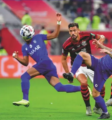  ??  ?? Attack...Al Hilal’s Sebastian Giovinco takes on Flamengo
