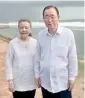  ??  ?? Visiting UNSG Ban Ki-moon seen with his wife at the Galle Fort.
Pic by Amila Gamage