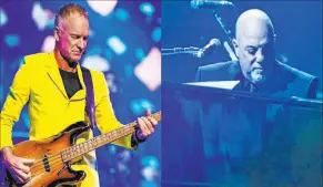  ?? Evan Agostini Invision ?? Sting, left, and Billy Joel are teaming up for a performanc­e Nov. 9 at Allegiant Stadium. General public tickets go on sale Feb. 2 at 10 a.m.