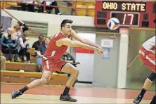  ?? STATE ATHLETICS] [JAY LAPRETE/OHIO ?? Senior libero Gabriel Domecus said Ohio State would like to face Penn State in the semifinals for a chance to avenge a late-March road loss to the Nittany Lions. Today Thursday