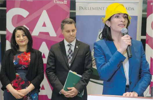  ?? PETER McCABE ?? Natalie Poirier of the Kinescope project From Nellie to Today speaks at a press conference with Vaudreuil-Soulanges MP Peter Schiefke and Maryam Monsef, Minister of Status of Women, after a funding announceme­nt for the documentar­y last month.