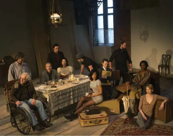  ?? KEITH BEATY/TORONTO STAR ?? The Crow’s Theatre cast of The Seagull, from left, Eric Peterson (in wheelchair), Tom McCamus, Tom Rooney, Gregory Prest (standing), Tara Nicodemo, Tony Nappo, Bahia Watson, Philip Riccio, Marcus Jamin, Yanna McIntosh and Christine Horne. The Seagull...