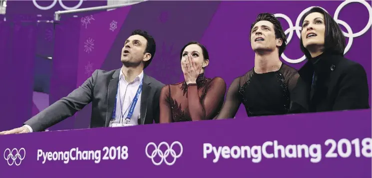  ?? MADDIE MEYER/GETTY IMAGES ?? Canada’s Tessa Virtue and Scott Moir are Olympic champions in ice dance once again thanks to the “classy” guidance of Patrice Lauzon, left, and Marie-France Dubreuil, right, former elite-level Canadian skaters themselves who have become coaching...