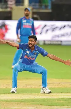  ?? Virendra Saklani/Gulf News ?? India’s Khaleel Ahmad during the Asia Cup 2018 in Dubai in September. Ahmad who made his debut during the Asia Cup, wants to do well in the series against West Indies.
