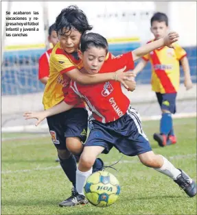  ??  ?? Se acabaron las vacaciones y regresa hoy el fútbol infantil y juvenil a las canchas