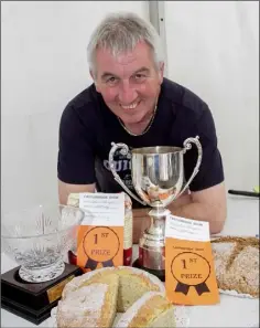  ??  ?? Colm Flanagan who won first prize for his brown and white soda bread.