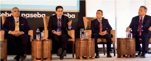  ?? — Photo by Neeraj Murali ?? Nadir Qureshi, Tiago Severo, Kai L. Chan and Geoffrey White participat­e in a debate during the 10th CFO Strategies Forum Mena in Dubai on Sunday.