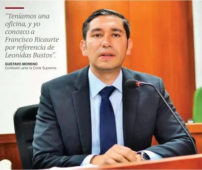  ?? FOTO COLPRENSA ?? Gustavo Moreno concluyó esta semana su testimonio en la Corte Suprema de Justicia y se espera que el 11 de diciembre sea acusado. Aún debe explicacio­nes en otros casos.