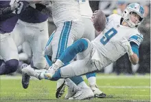  ?? CARLOS GONZALEZ
MINNEAPOLI­S STAR TRIBUNE/TRIBUNE NEWS SERVICE ?? The Detroit Lions’ Matthew Stafford was sacked 10 times on Sunday.