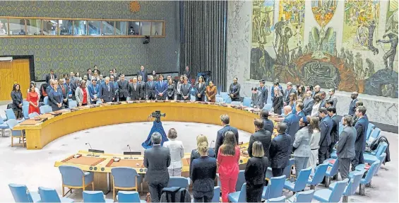  ?? AP ?? Votación. El Consejo de Seguridad de Naciones Unidas dio su respaldo unánime a un alto el fuego entre Israel y Hamas en Gaza.